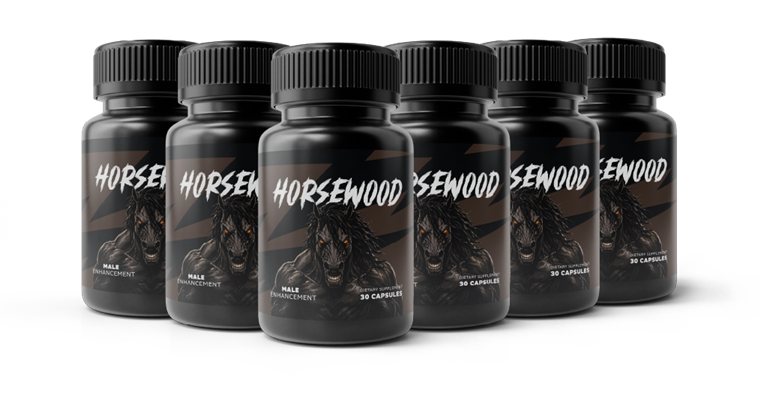 HorseWood male vitality supplement &mdash; six-bottle bundle of HorseWood capsules made with 7 botanical ingredients for stamina, natural energy and drive